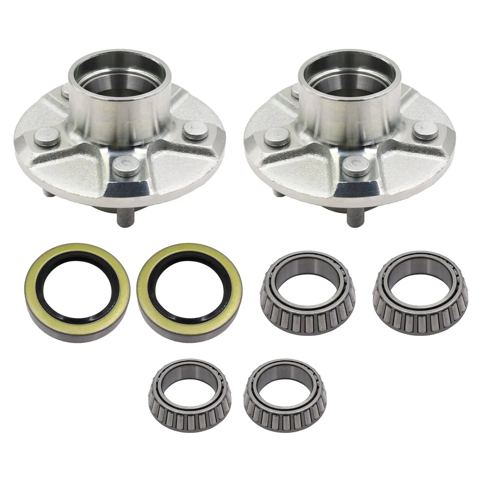 2 Sets Trailer Hub Kit 5 Bolt 4.5, Trailer Axle Kit for 3500 lb 5 Lug Trailer Hub with Extra Dust Cap and Rubber Plug