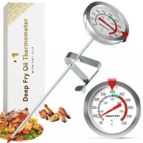 Candy Deep Fry Thermometer with Pot Clip 8 - Instant Read Food Thermometer ...