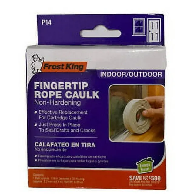 Frost King P14H Fingertip Rope Caulk, 30&#039; Long, 6-1/4 oz., Grey