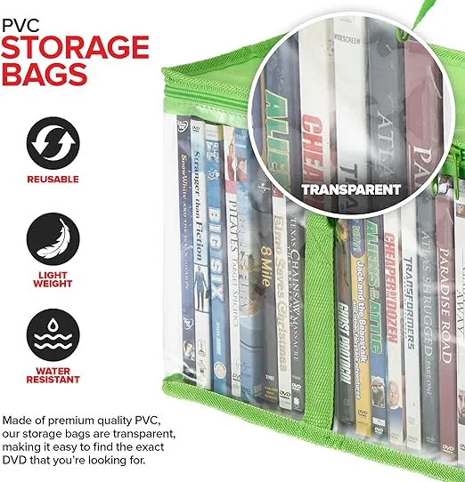 Stock Your Home DVD Storage Bags (Set of 4) Media Organizer Bag for DVDs, CDs ...