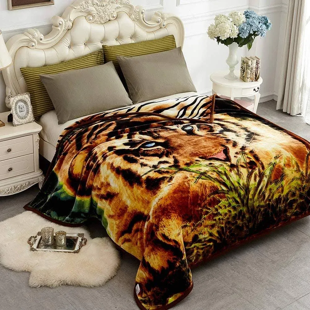 JYK Thick Korean Faux Mink Fleece Blanket 75”x87” and 5 LB Mink Blanket - 2 P...