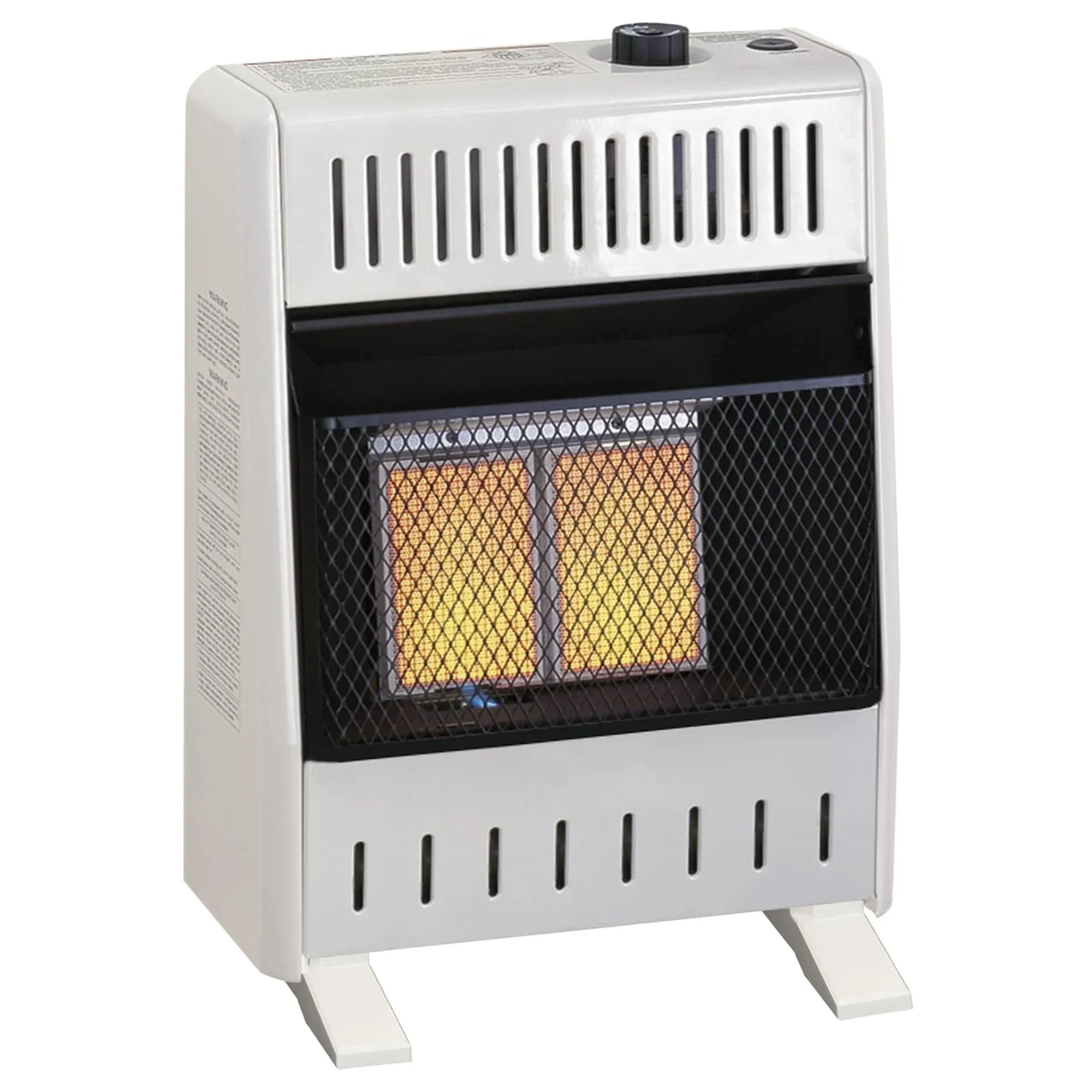 Procom 10,000 BTU Natural Gas Ventless Infrared Gas Wall Heater with Base Feet, T-Stat Control, White