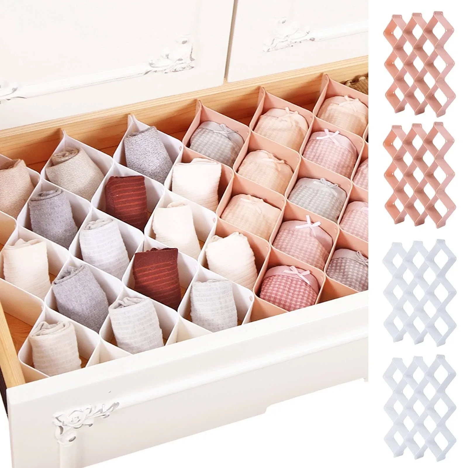 ROUFA Honeycomb Drawer Organizer for Underwear, Drawer Divider Separator,