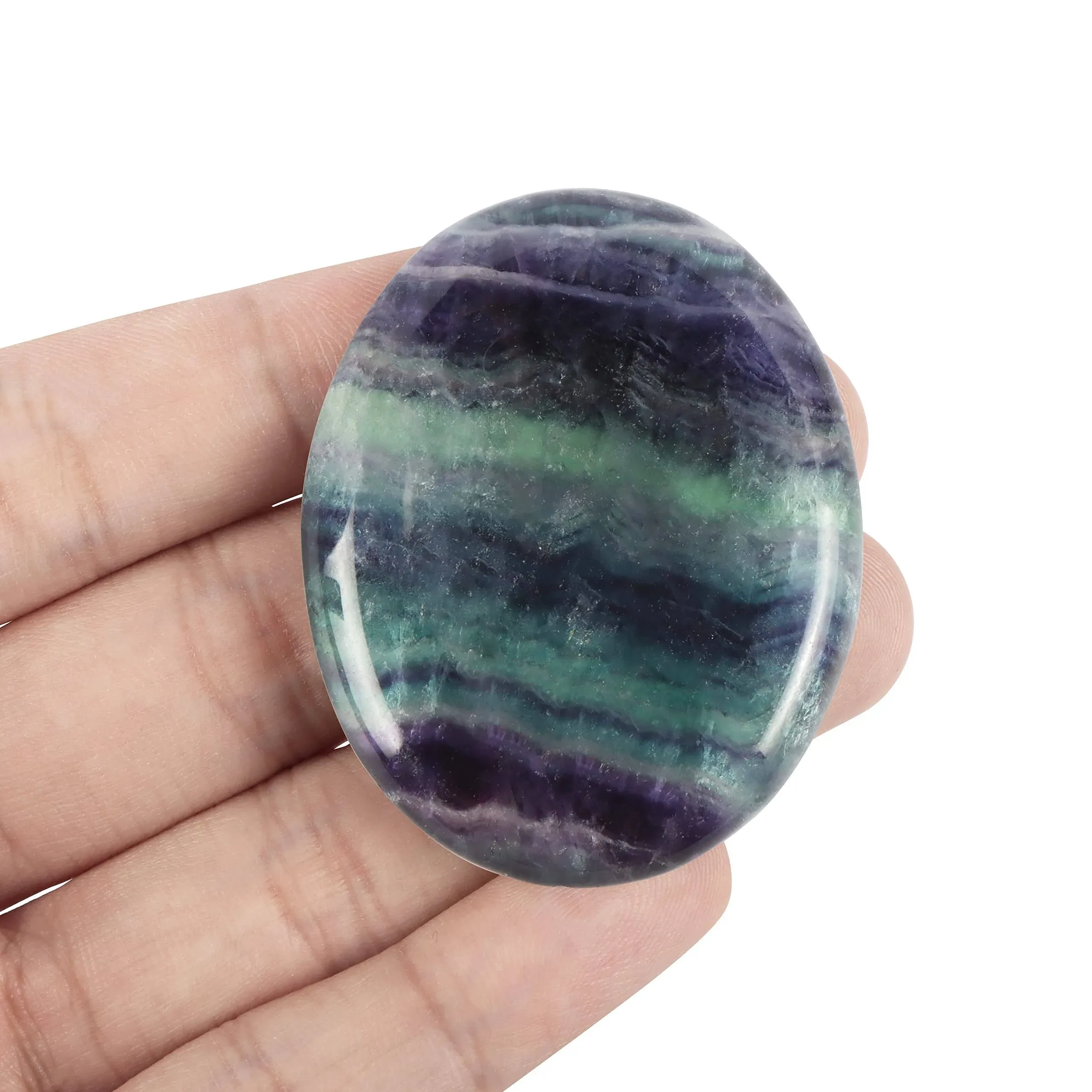 Rainbow Fluorite Chakra Thumb Worry Stone Hand Carved Healing Crystal Pocket Pal