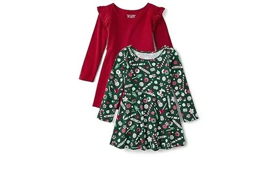 The Children's Place Baby Toddler Girls Long Sleeve Fashion Skater Dresses