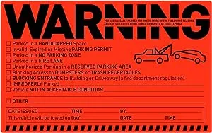 easykart labels 50 Parking Violation Stickers Notice Parking Violation Stickers Tow Stickers for Car Vehicle Private Parking Warning Stickers Adhesive Car Window Fluorescent Labels (1 Pack)