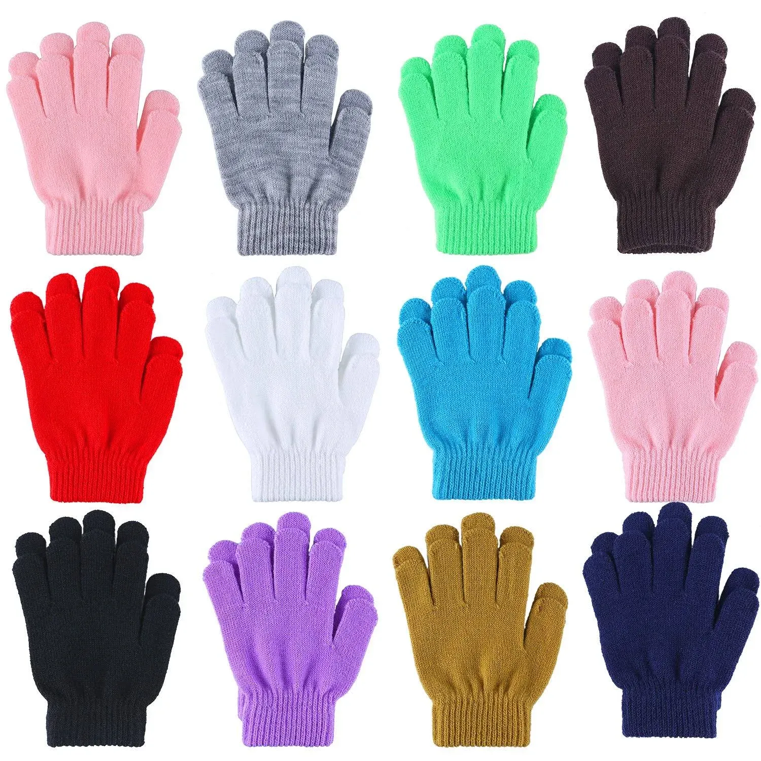 Cooraby 12 Pairs Kid's Winter Magic Gloves Children Stretchy Warm Magic Gloves ...