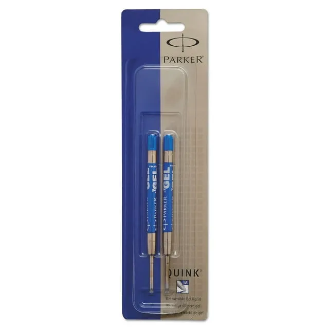 Parker Refill for Gel Ink Roller Ball Pens, Medium, Blue Ink, 2/Pack