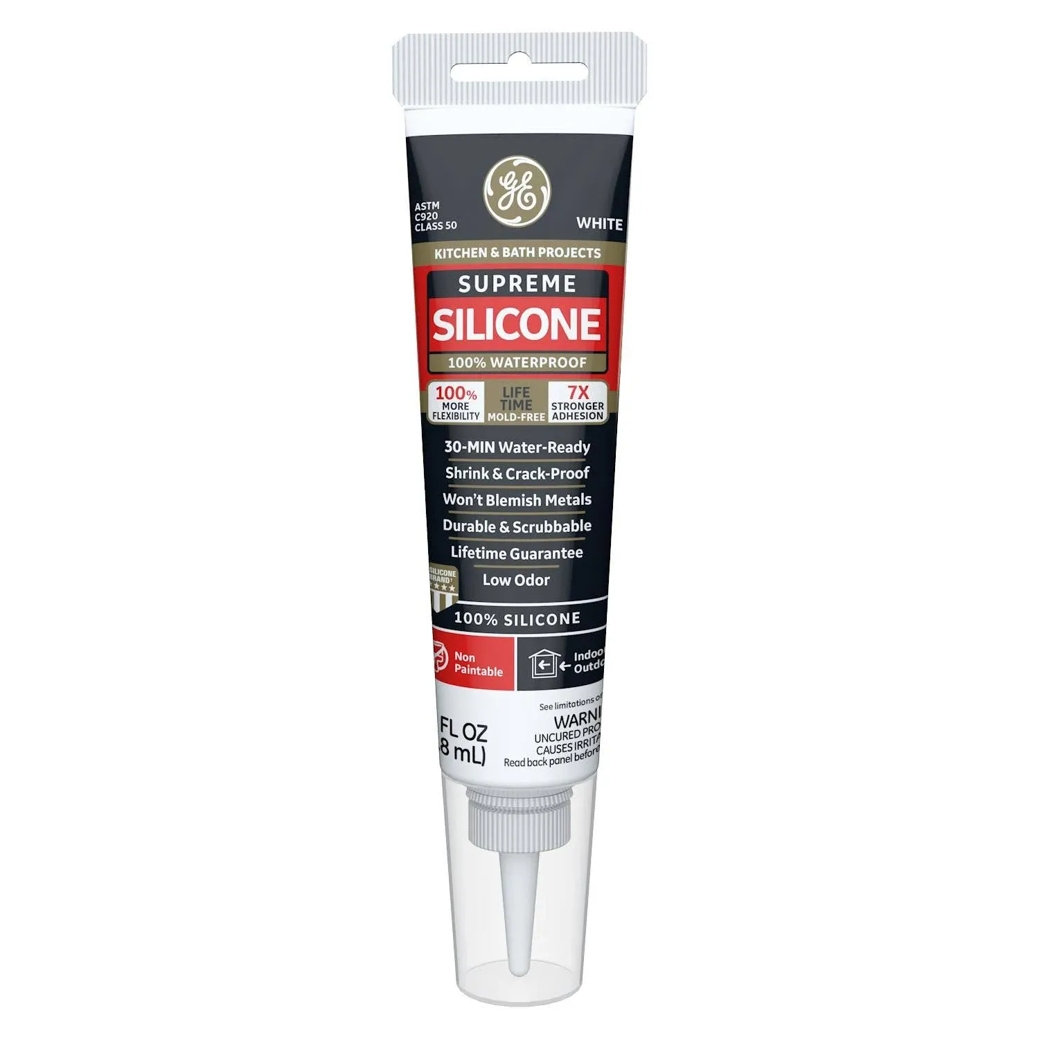 GE - Supreme Silicone Kitchen & Bath White 2.8 oz Squeeze Tube