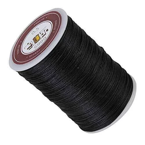 CNBTR Round Waxed Thread for Leather Sewing - Wax String Black 