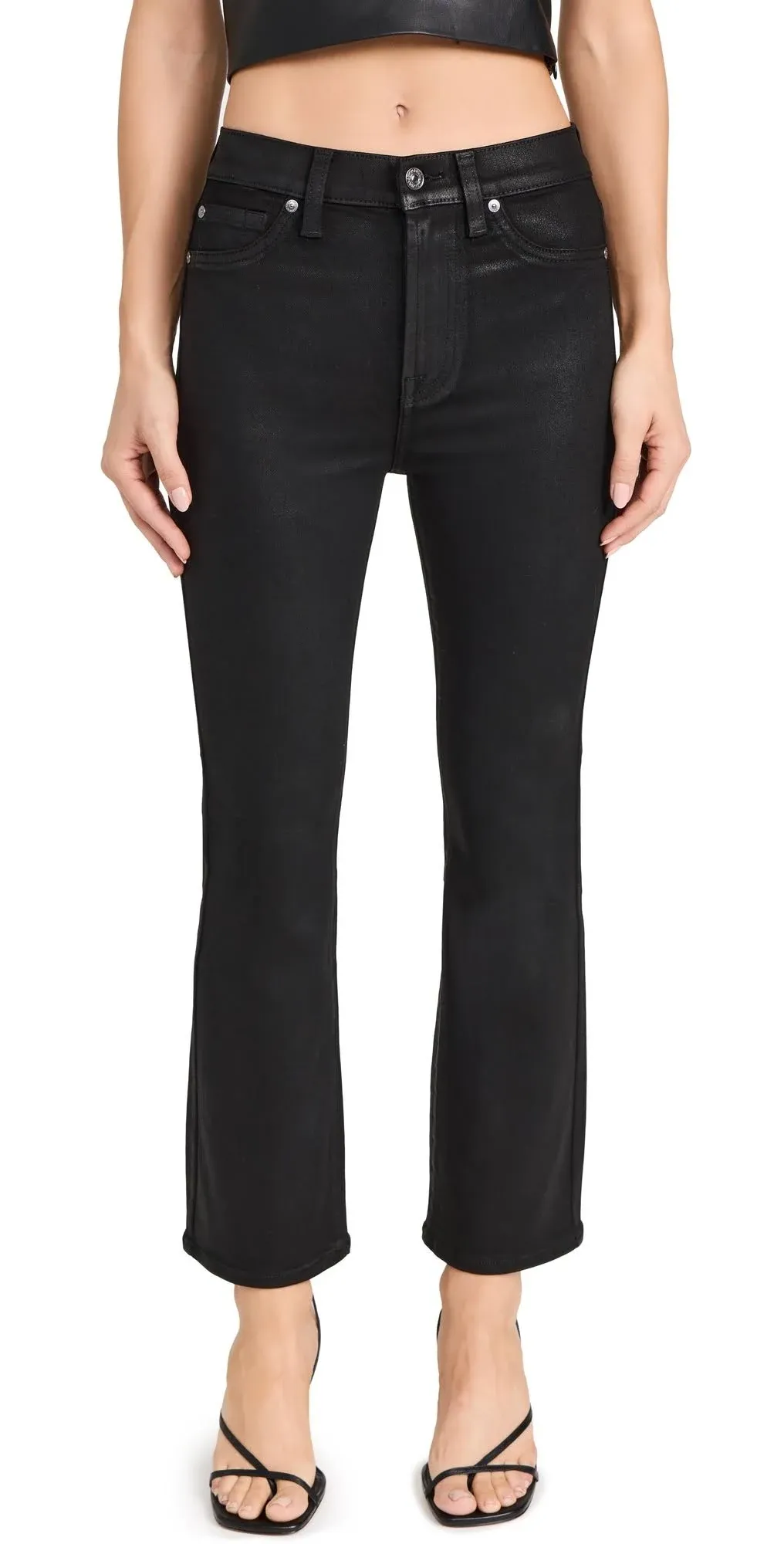 7 For All Mankind High Waist Slim Kick in Coated