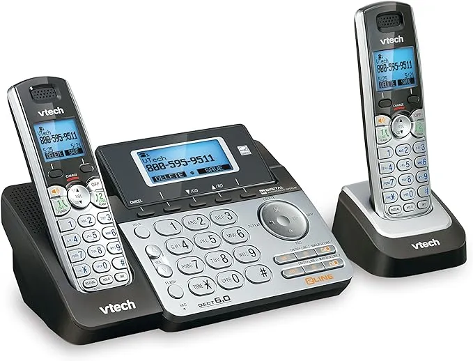 VTech DS6151-2 2 Handset 2-Line Cordless Phone System for Home or Small Business with Digital Answering System & Mailbox on each line, Silver