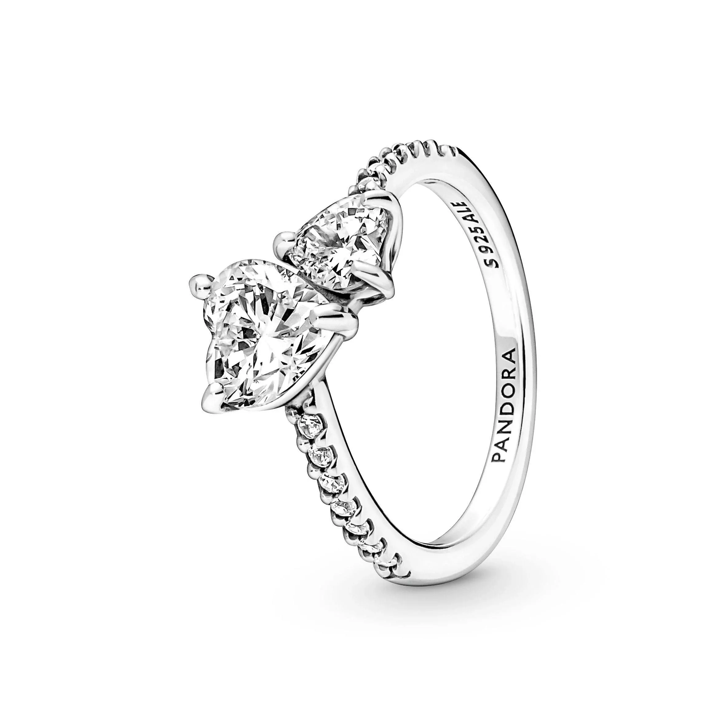 Pandora Double Heart Sparkling Ring Cubic Zirconia