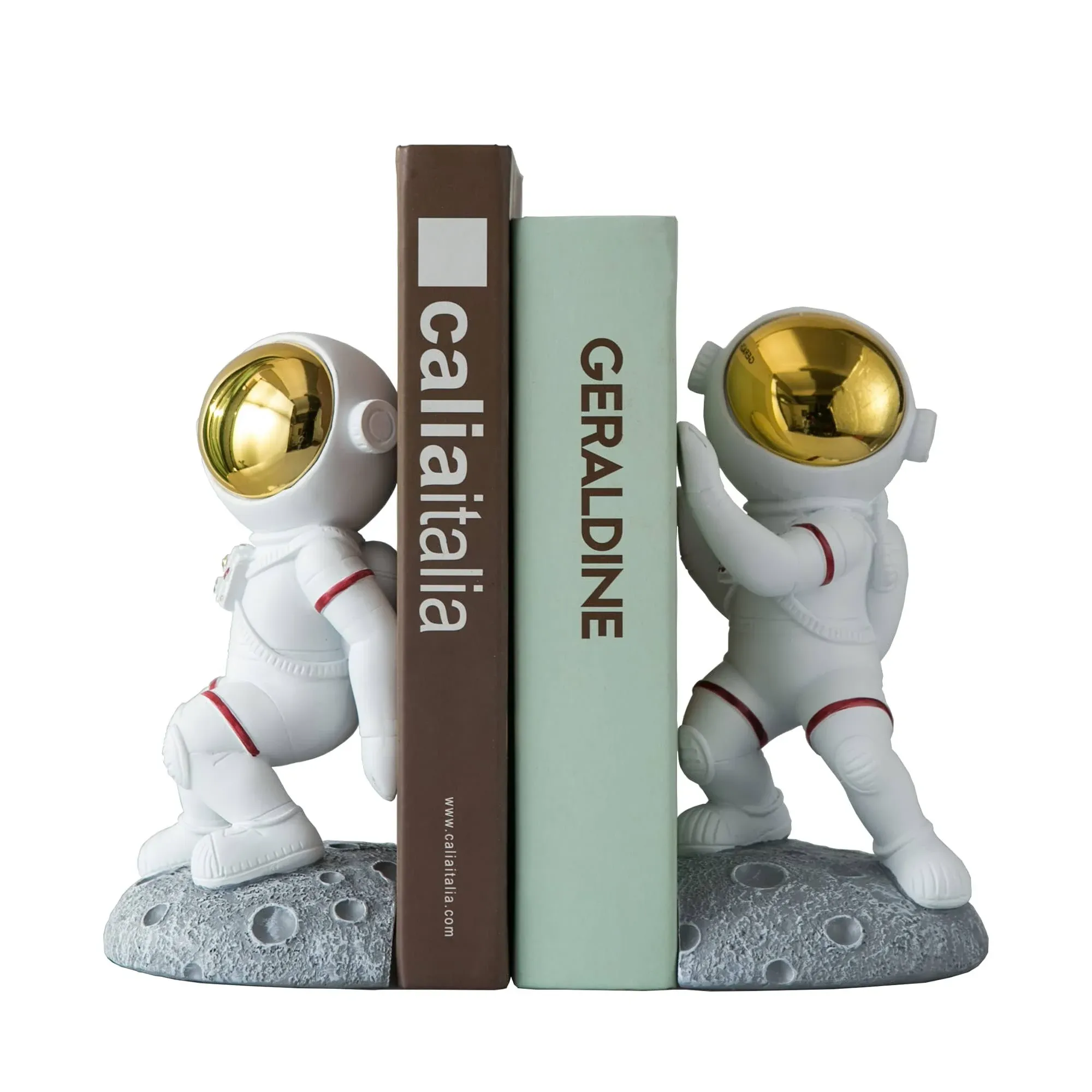 Space Theme Bookends For Shelves Astronaut Moon Book Ends For Kids Room Decorati