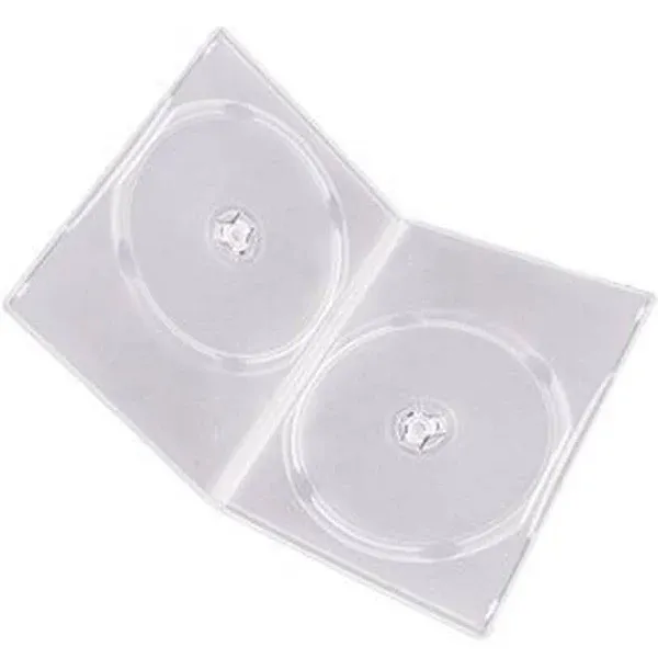 Maxtek 7mm Slim Clear Double CD/DVD Case, 50 Pieces Pack. (2 Discs Capacity per