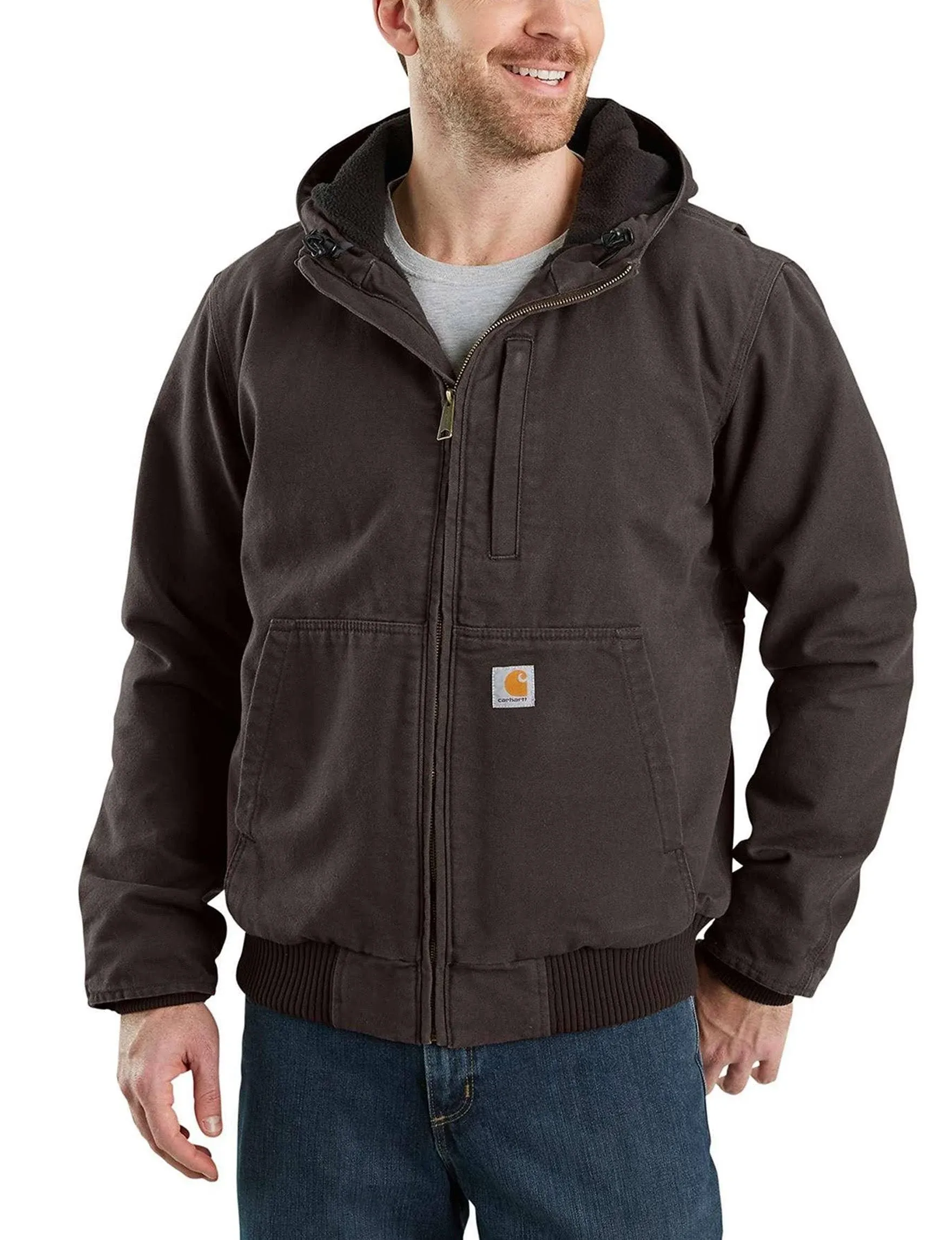 Carhartt Men's Full Swing Loose Fit Washed Duck Fleece-Lined Active Jacket