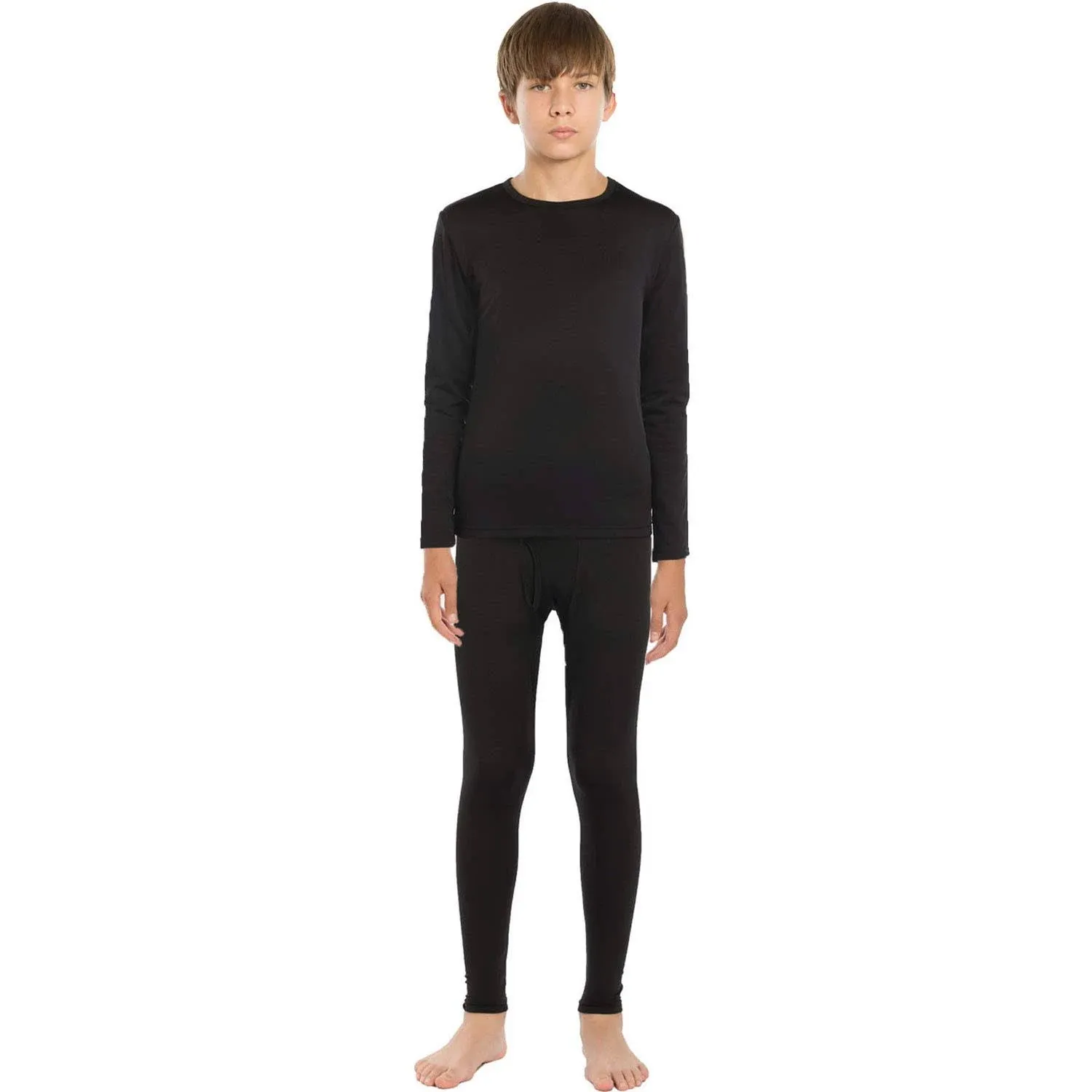 ViCherub Thermal Underwear Set for Boys Long Johns Fleece Lined Kids Base Layer Thermals Sets Boy Black