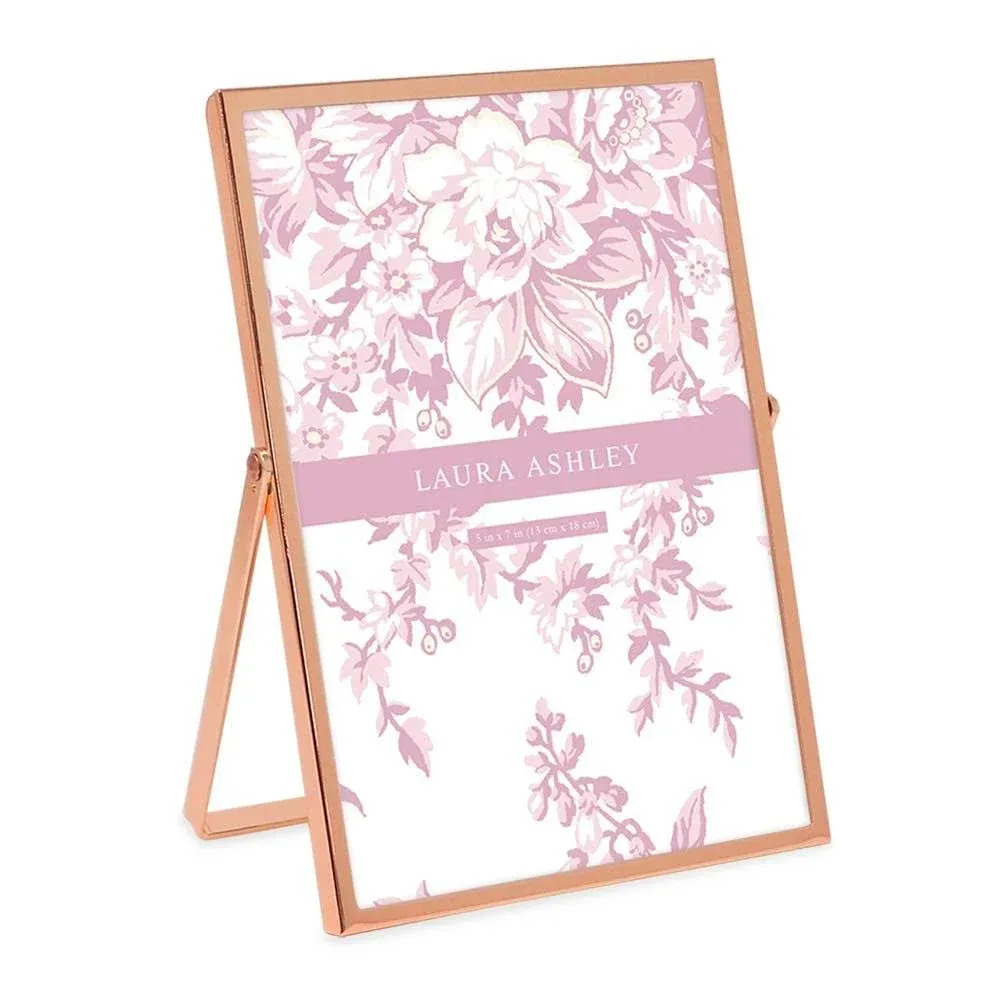 Laura Ashley 5x7 Rose Gold Flat Metal Picture Frame (Vertical) with Pull-Out ...