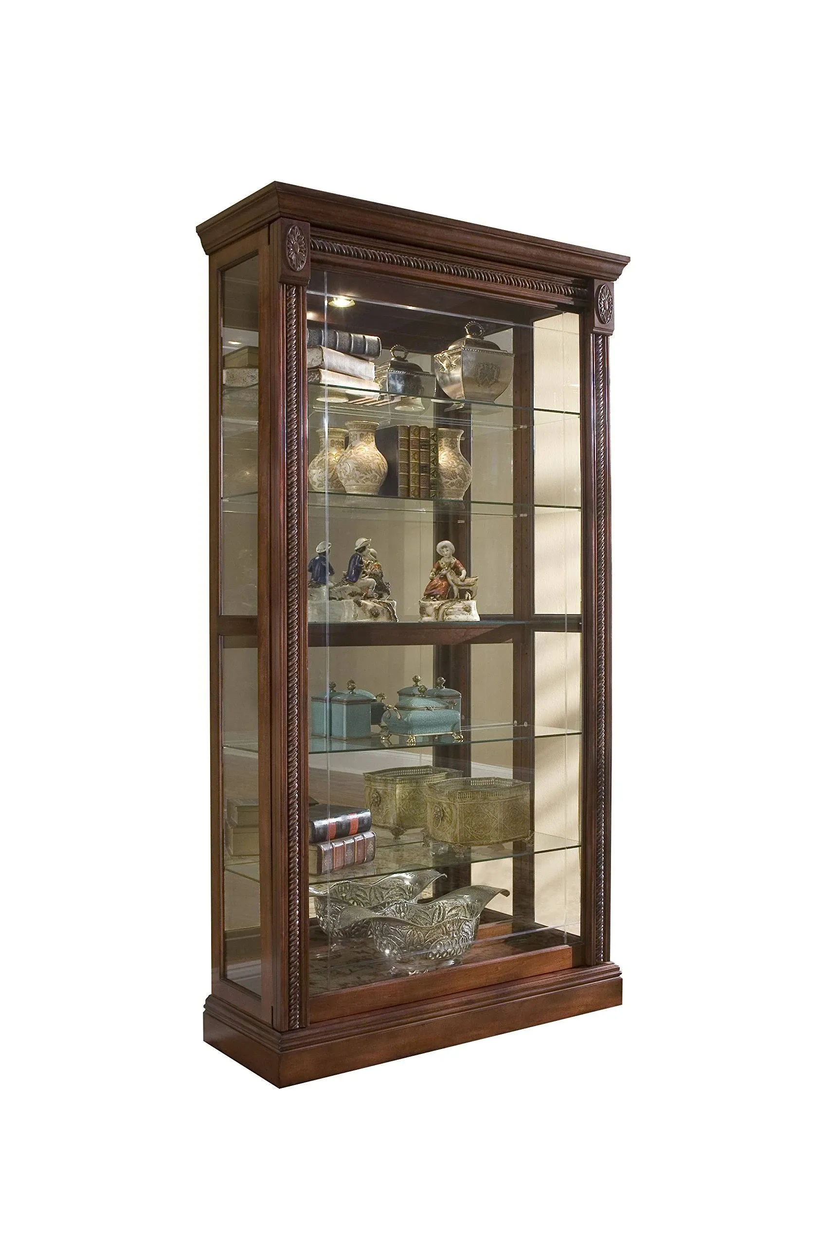 Pulaski Medallion Cherry Two Way Sliding Door Curio