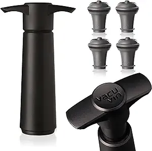 Vacu Vin Wine Saver Pump Black With Vacuum Wine Stopper - Keep Your Wine Fresh