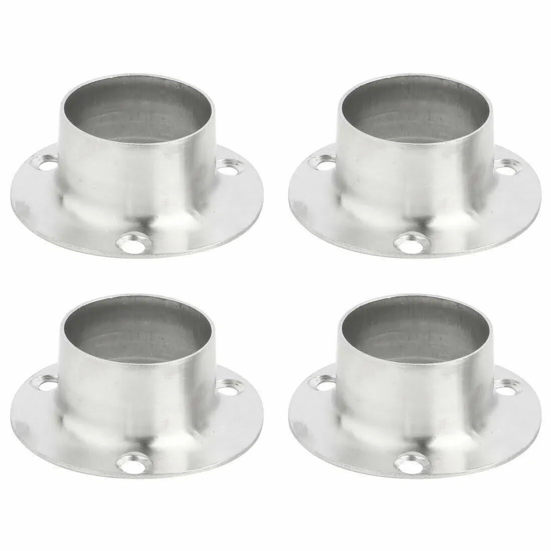 Stainless Steel Wardrobe Closet Rod Bracket Holder Flange Socket 32mm Dia 4pcs