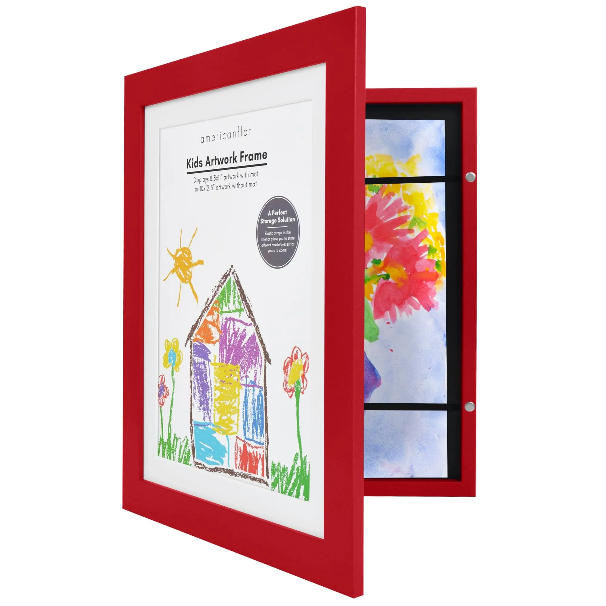 Americanflat Front Loading Kids Art Frame in Apple Red - 8.5x11 Picture Frame ...