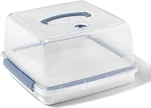 Lock & Lock HLS102 Square Cake Box-Clear/Blue, 12.6 L