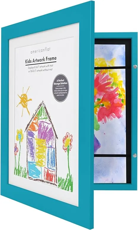 Americanflat Front Loading Kids Art Frame in Aquamarine - 8.5x11 Picture Frame ...