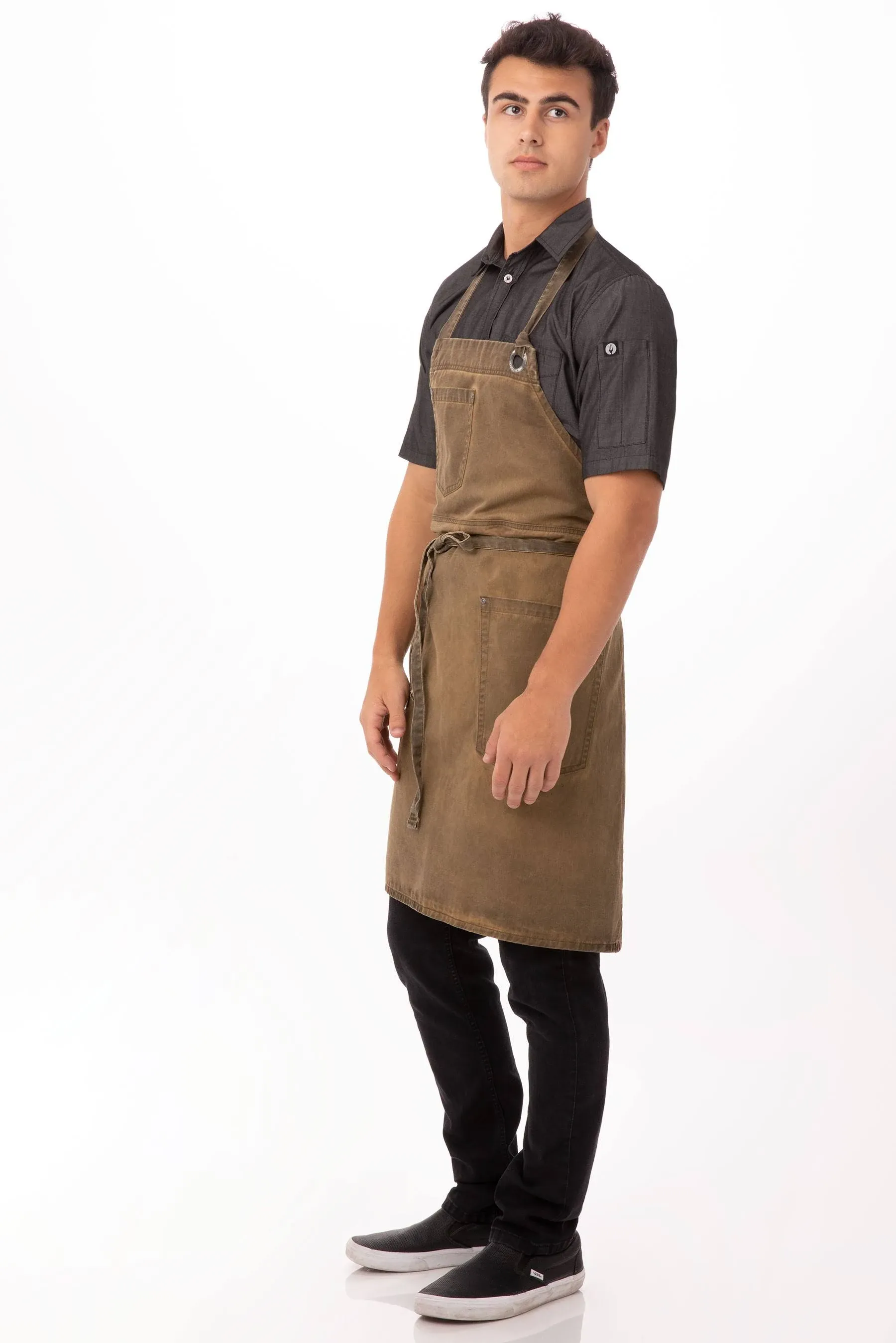 Chef Works Unisex Dorset Bib Apron, Golden Brown, One Size