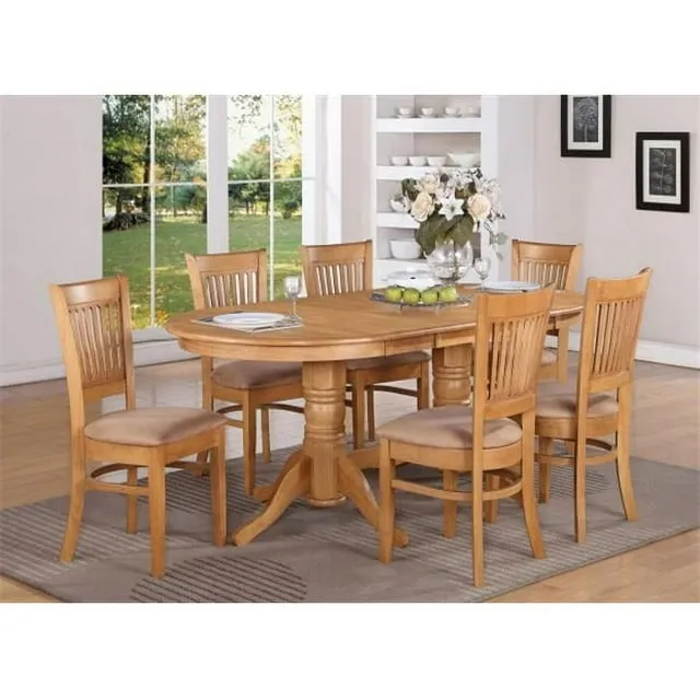 East West Furniture VANC7-OAK-C 7 Piece Kitchen Set Consist of an Oval Table with Butterfly Leaf and 6 Linen Fabric Dining Room Chairs, 40x76 Inch