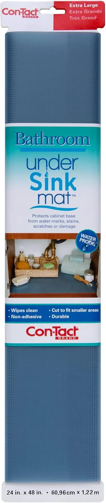 Con-Tact Waterproof Protective Liner for Under Kitchen 24&#034; x 48&#034;, Blue Woven 