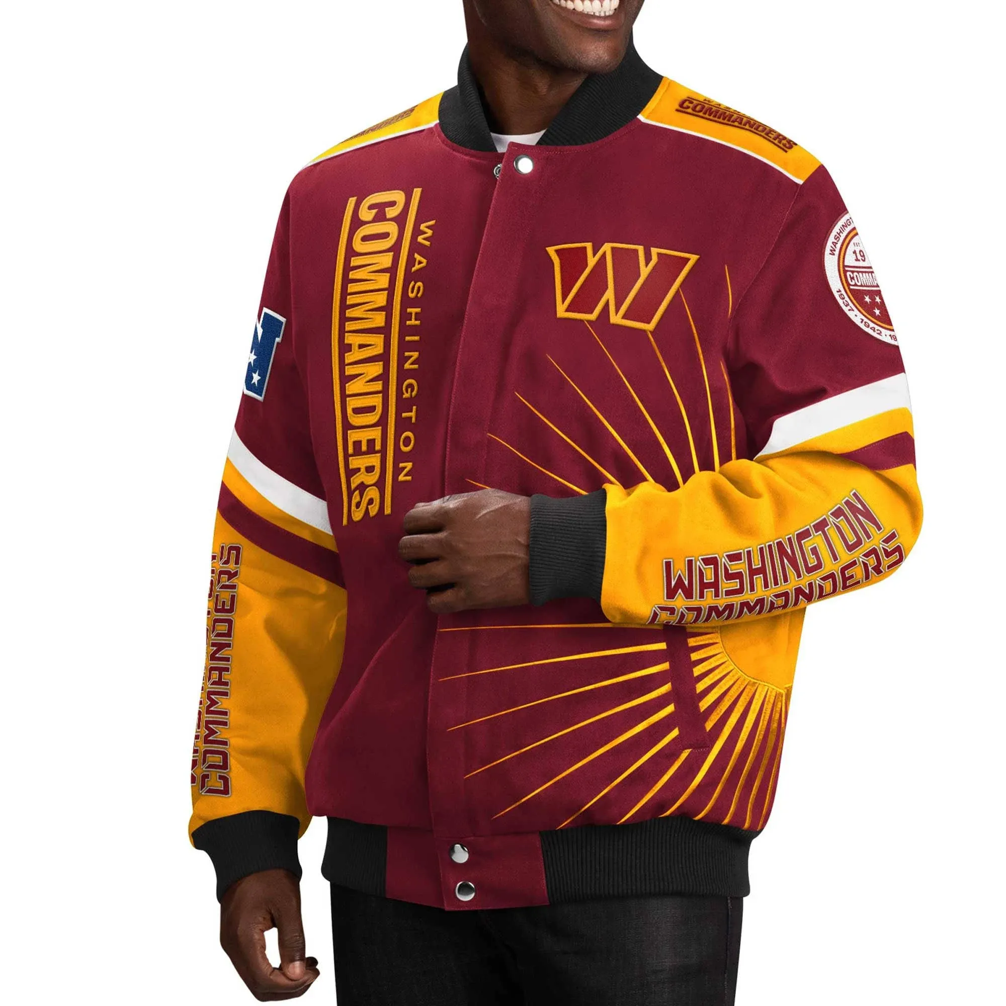 G-III Sports Men's NFL Extreme Redzone Full-Snap Varsity Jacket