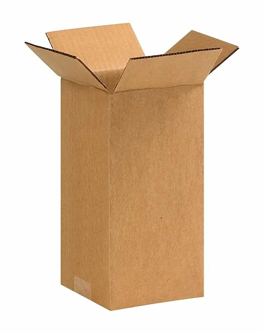 Aviditi 5510 Tall Corrugated Cardboard Box 5&#034; L x 5&#034; W x 10&#034; H Kraft For Ship...