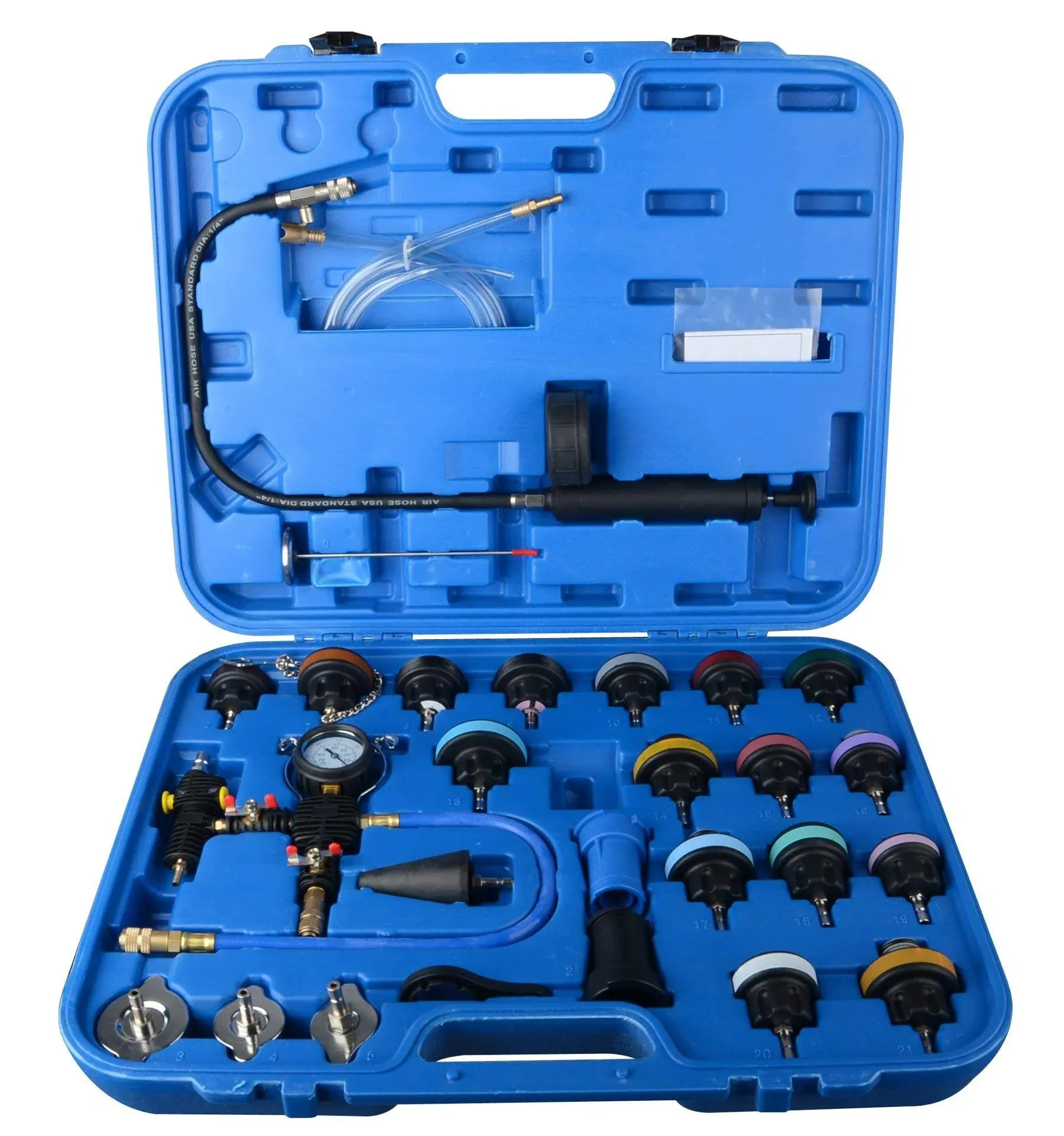 DAYUAN 28pcs Universal Radiator Pressure Tester Kit, coolant pressure tester kit coolant vacuum refill kit for Cooling System