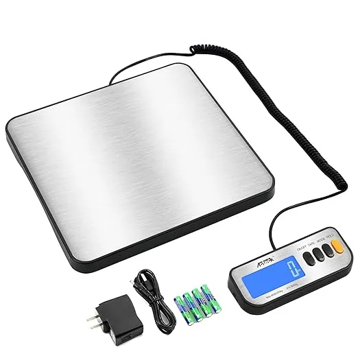 A-LX460 460lb x 0.1lb Digital heavy Duty Shipping and Postal Scale with Large Stainless Steel platform, batteries and Ac adapter Included