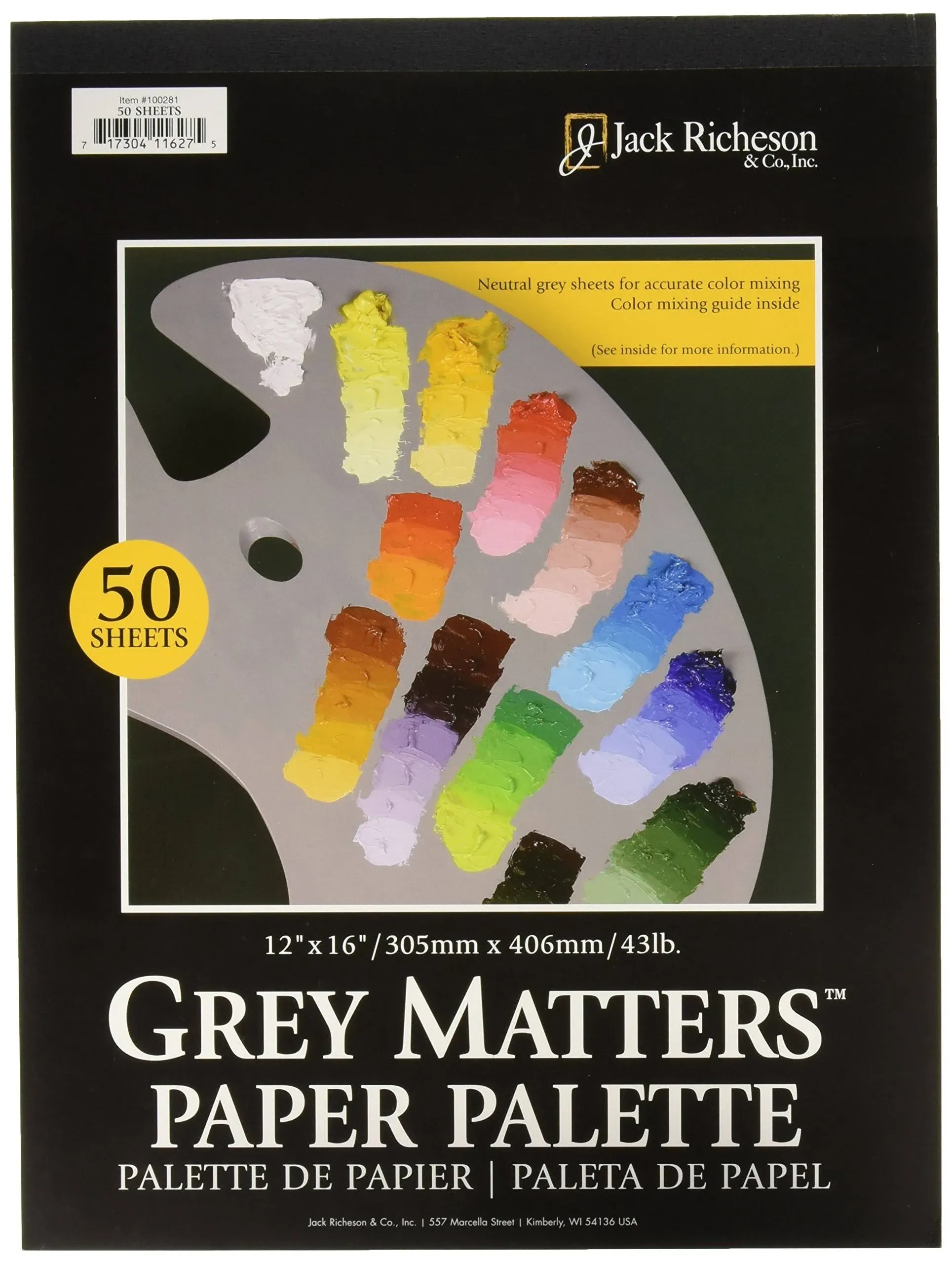 Jack Richeson Grey Matters Paper Palette, 12 by 16-Inch, 50 Sheets - JACK-100281