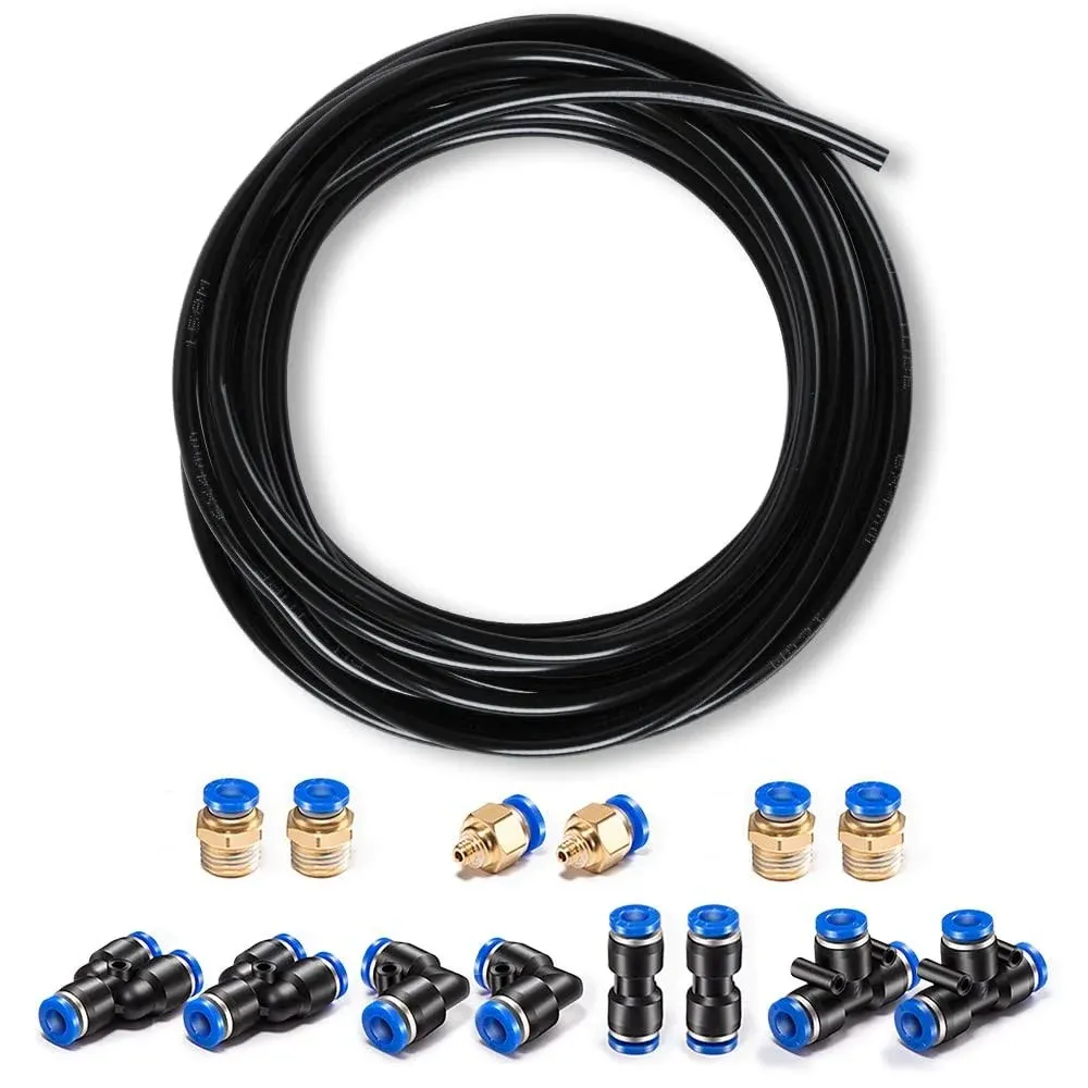 CGELE Pneumatic Tubing Black PU Air hose 4mm OD-39.4Ft/12Me<wbr/>ter Kit, 