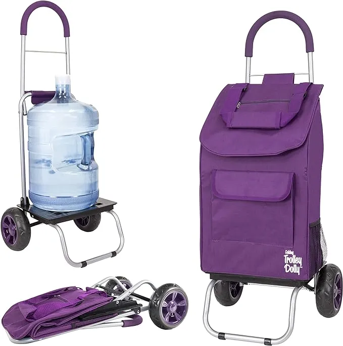 Trolley Dolly, Purple Shopping Grocery Foldable Cart