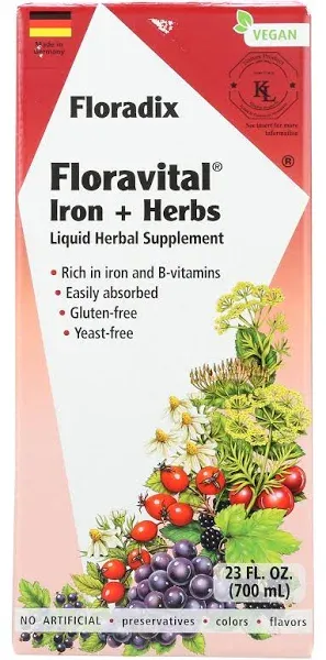 Floradix Floravital Liquid Iron & Vitamins Formula Supplement B Complex Vitamins
