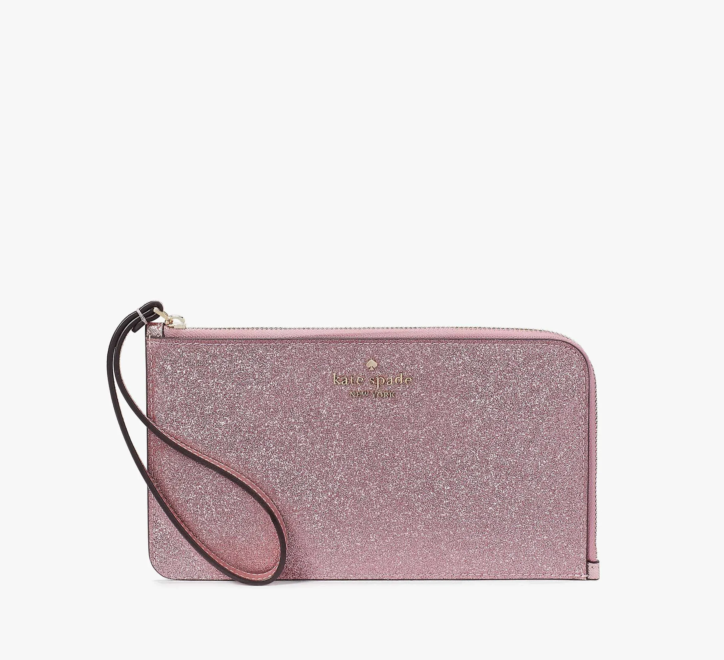 Kate Spade Lucy Mitten Pink Glitter Medium L-Zip...