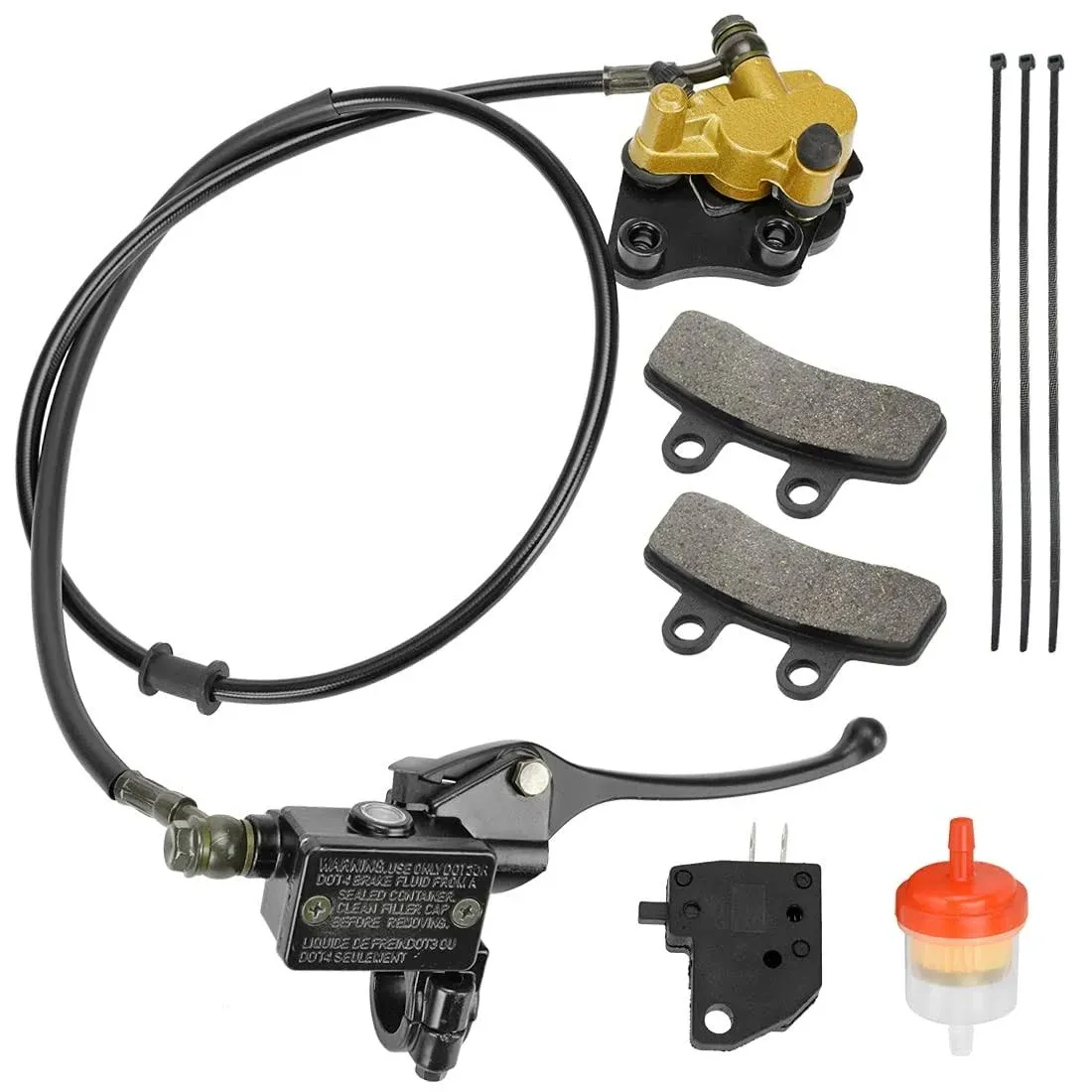 FVRITO Front Disc Hydraulic Brake Master Cylinder Caliper Assembly and Pads for ...