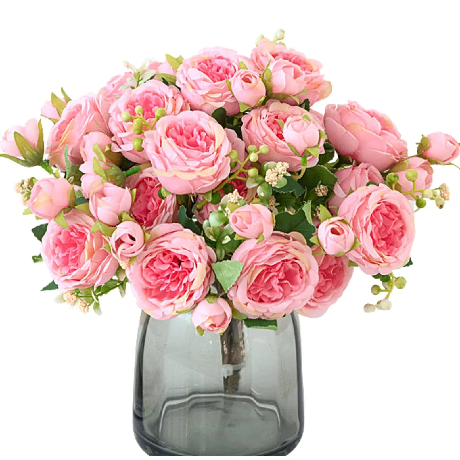 ASTRYAS Pink Artificial Flowers, 3pcs Artificial Fake Peonies Bouquet for ...