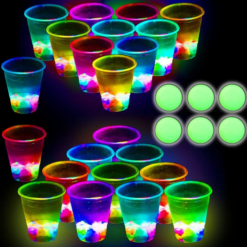 Glowing Party Beer Pong Game for Indoor Outdoor Party Event Fun, Pack with Fl...