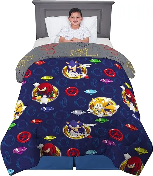 Franco Kids Bedding Soft Microfiber Comforter, Twin, Sonic The Hedgehog 