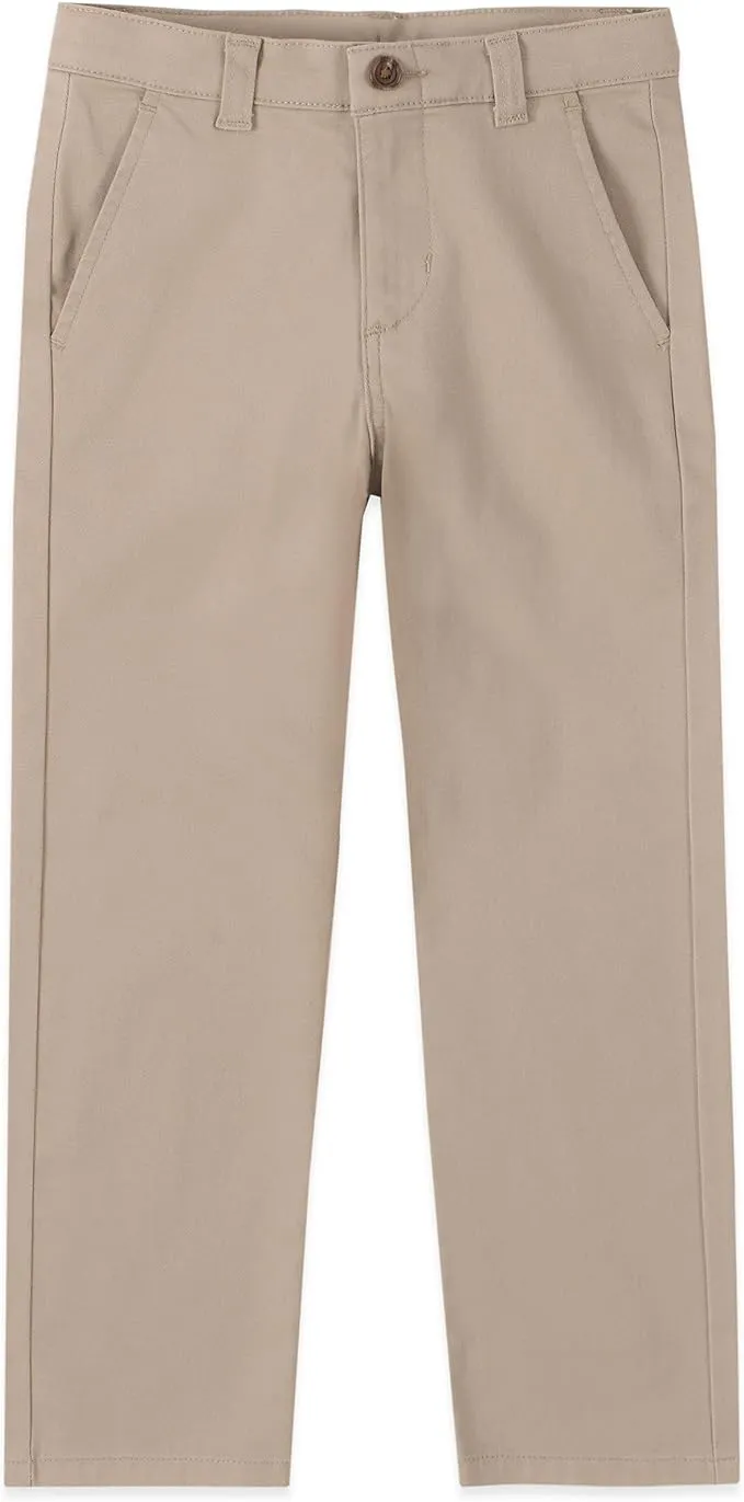 IZOD Boys' School Uniform Twill Pants, Flat Front & Comfortable Waistband with 5 Pockets