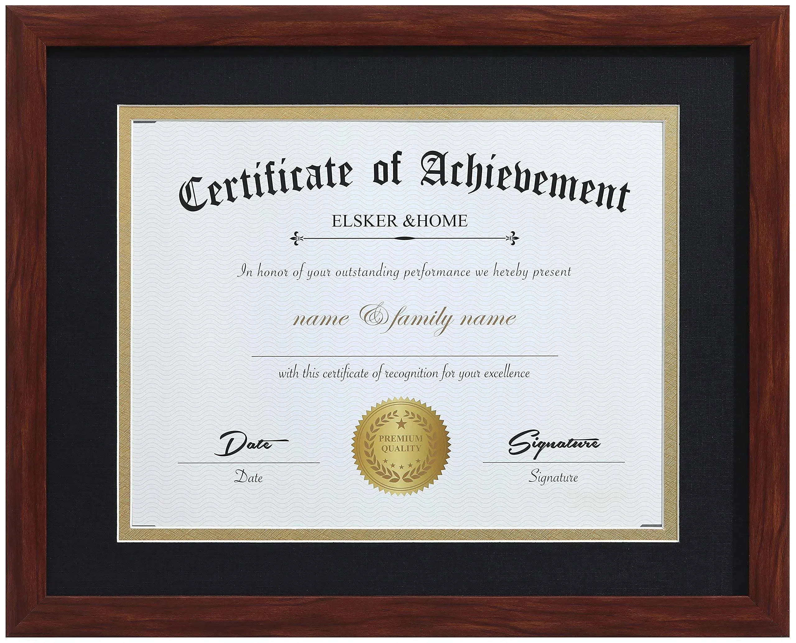 ELSKER&HOME 8.5x11 Certificate Frame - Classic Coffee Color Frame - Displays ...