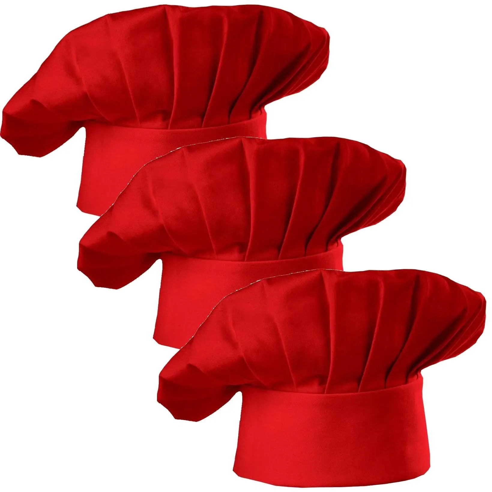 Hyzrz Set of 3 Pack Adult Chef Hat Adult Adjustable Elastic Baker Kitchen Cooking Chef Cap 3 Pieces