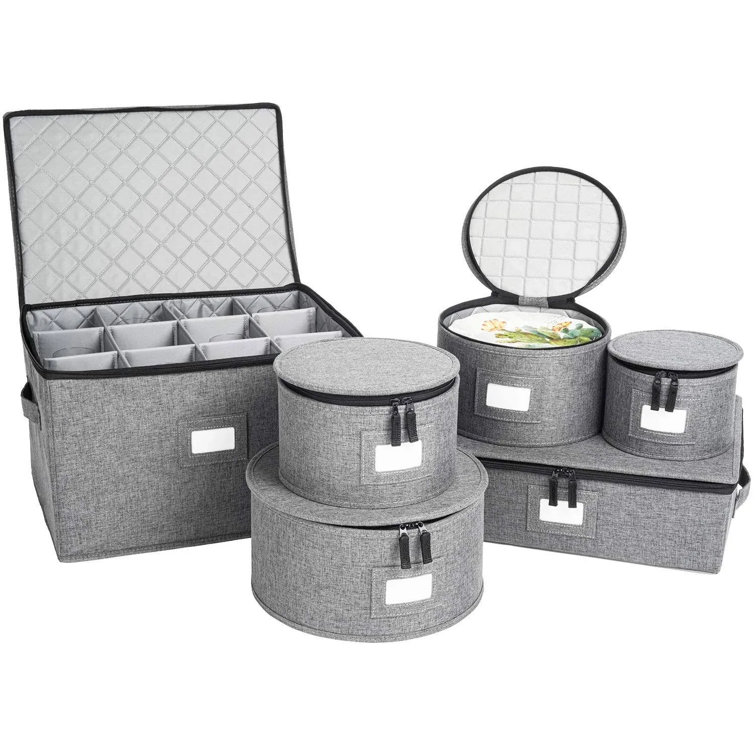 storageLAB China Storage Containers, Containers for Organizing, Hard Shell Case, Felt Plate Dividers, Moving Supplies, Storage Box, Wine, Dishes, Glasses Storage, Charger Plates Storage Containers