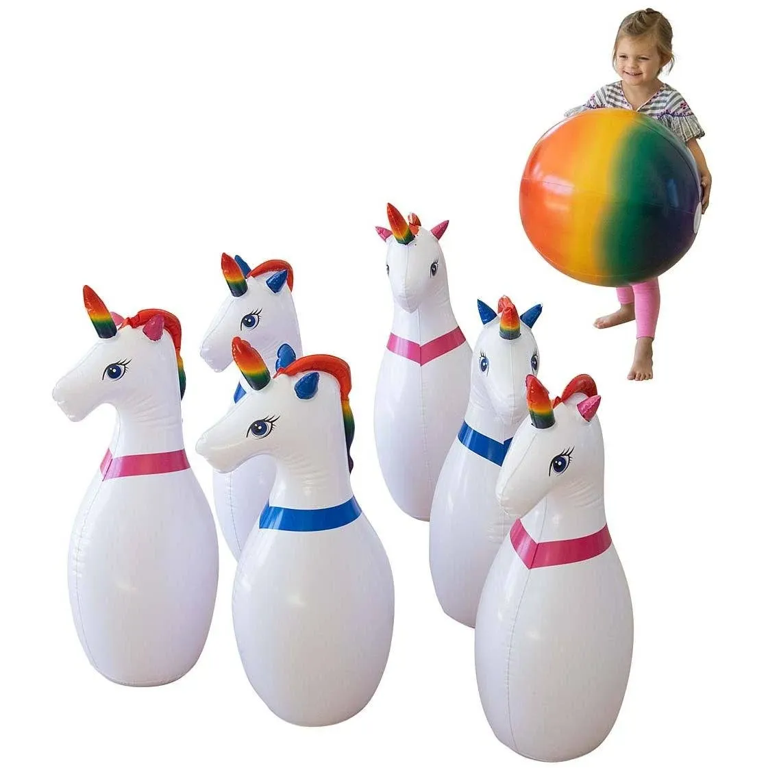 Giant Inflatable Unicorn Bowling Set