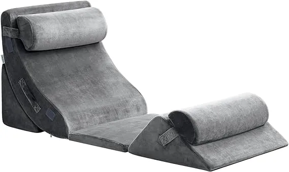 Qirroboni 4PCS Orthopedic Bed Wedge Pillow Set, Adjustable Pillows for Neck, Back and Leg Pain Relief Comfortable & Post Surgery Foam - Heartburn, Anti Snoring, Acid Reflux & GERD Sleeping Brown